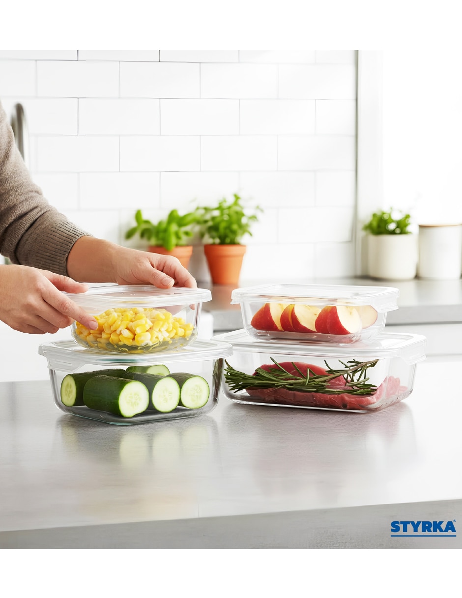 Kit de contenedores styrka home basic de vidrio y plástico 4 piezas piezas