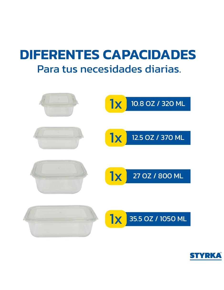 Kit de contenedores styrka home basic de vidrio y plástico 4 piezas piezas