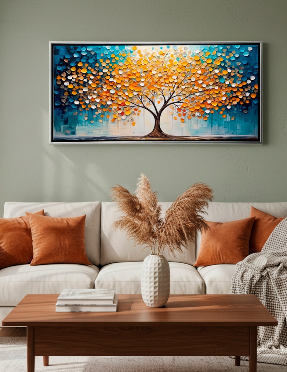 Cuadro Árbol Real Colores técnica Impresión con óleo Canvas Premium 3
