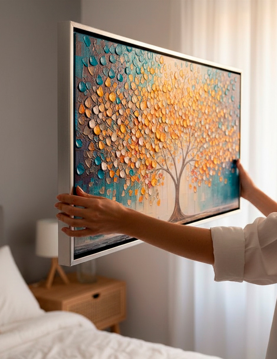 Cuadro Árbol Real Colores técnica Impresión con óleo Canvas Premium 7