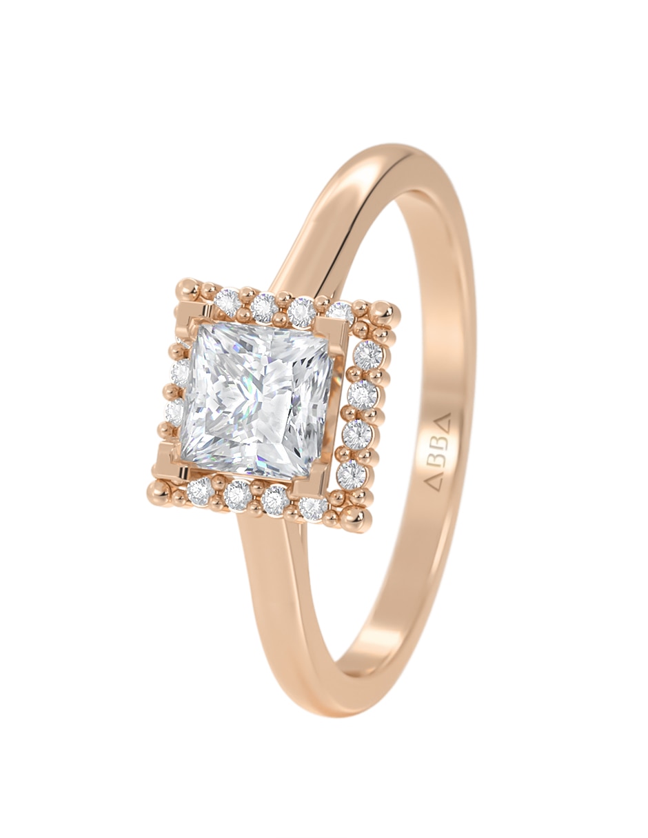 Anillo de compromiso de oro 10 k zirconia 3