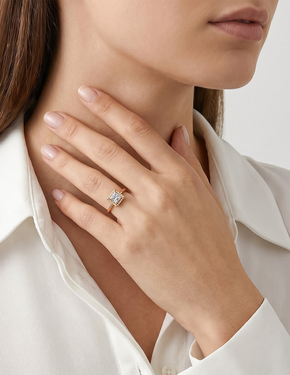 Anillo de compromiso de oro 14 k zirconia 3
