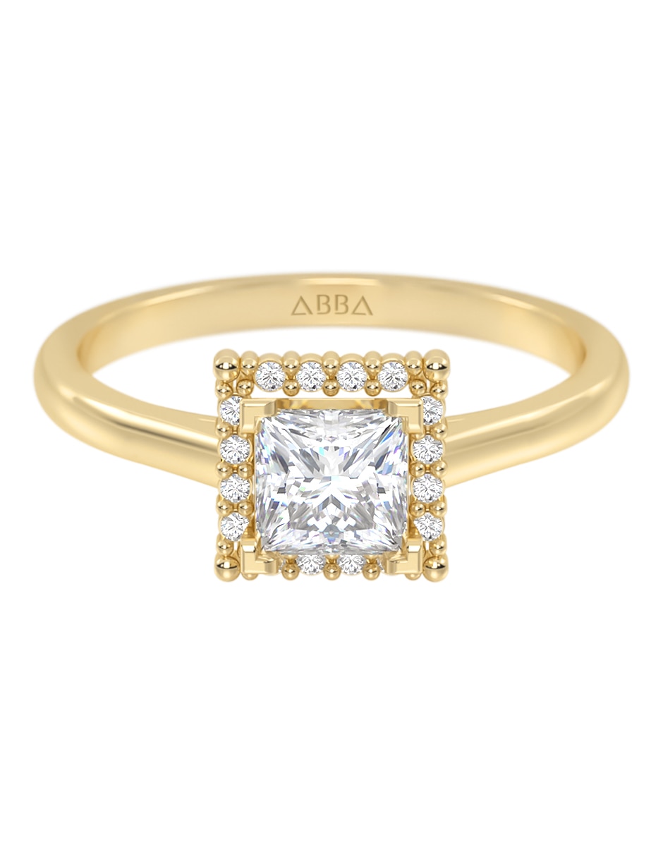 Anillo de compromiso de oro 14 k zirconia