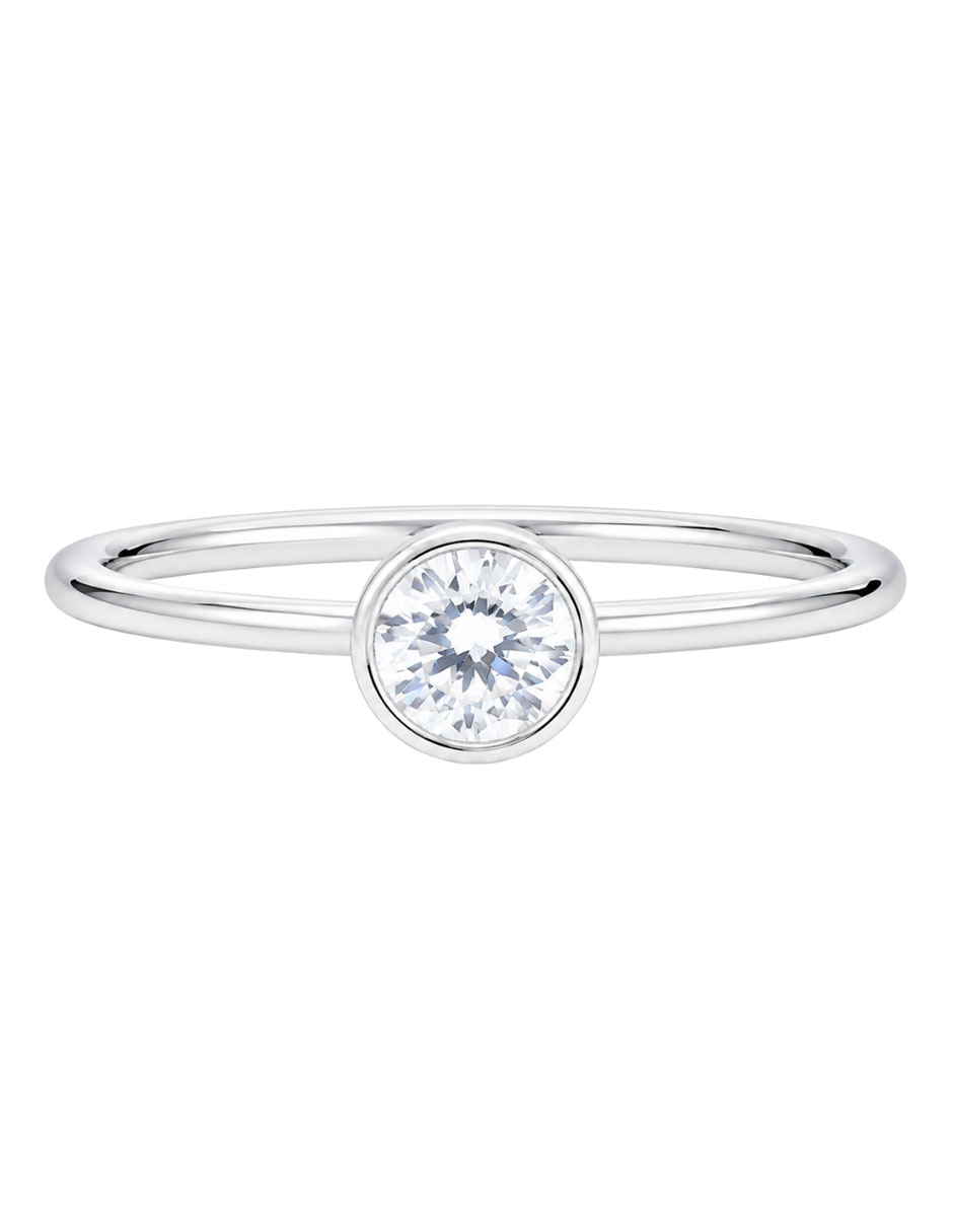 Anillo con gema circular p 925 de plata zirconia brillante