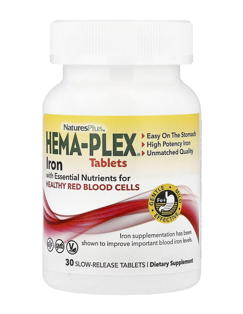 Hema-plex hierro con nutrientes esenciales para glóbulos rojos sanos Naturesplus con hierro