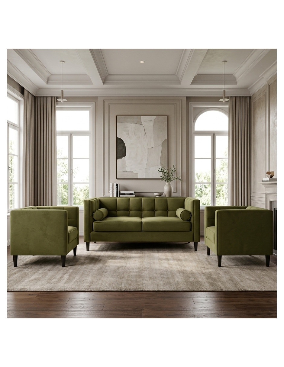 Sala 3 piezas madison sochic de madera 13