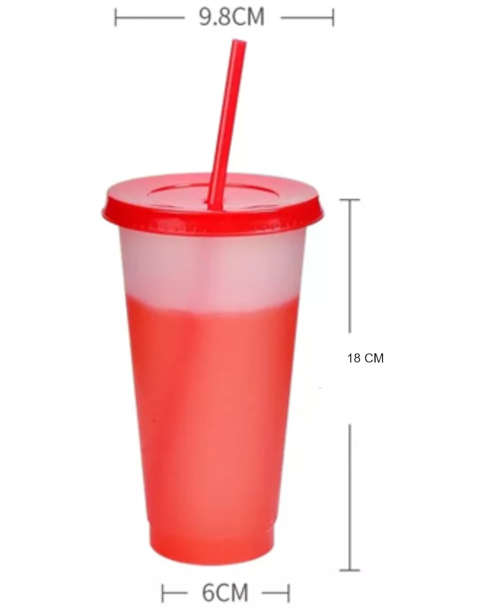 Vaso con tapa y popote genérica de mezcla de materiales con 15 piezas piezas