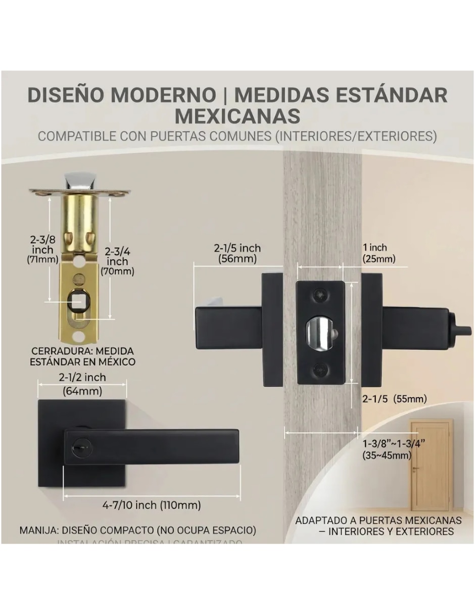 Cerradura empotrar Genérica manijas de derecha