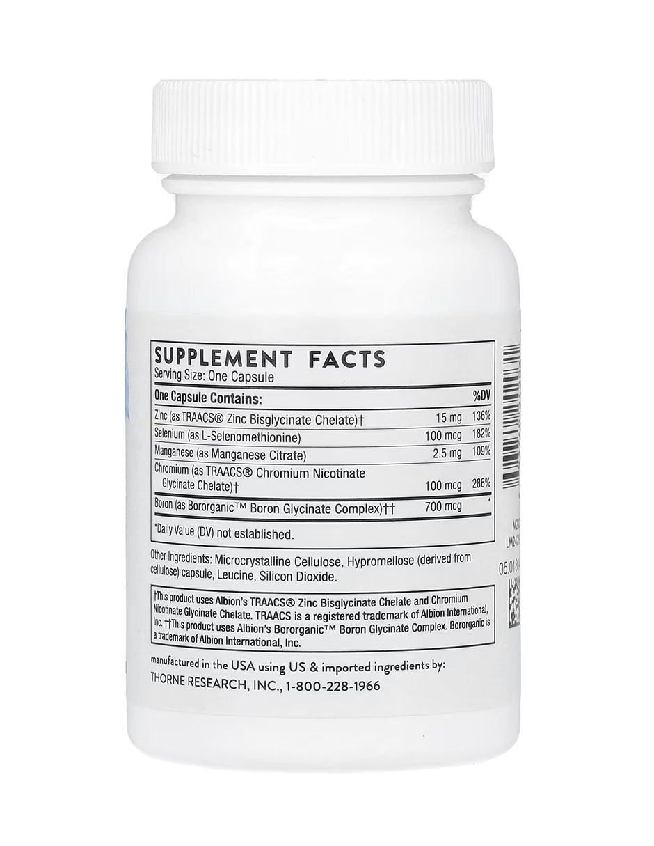 Oligoelementos Thorne con zinc de 90 cápsulas