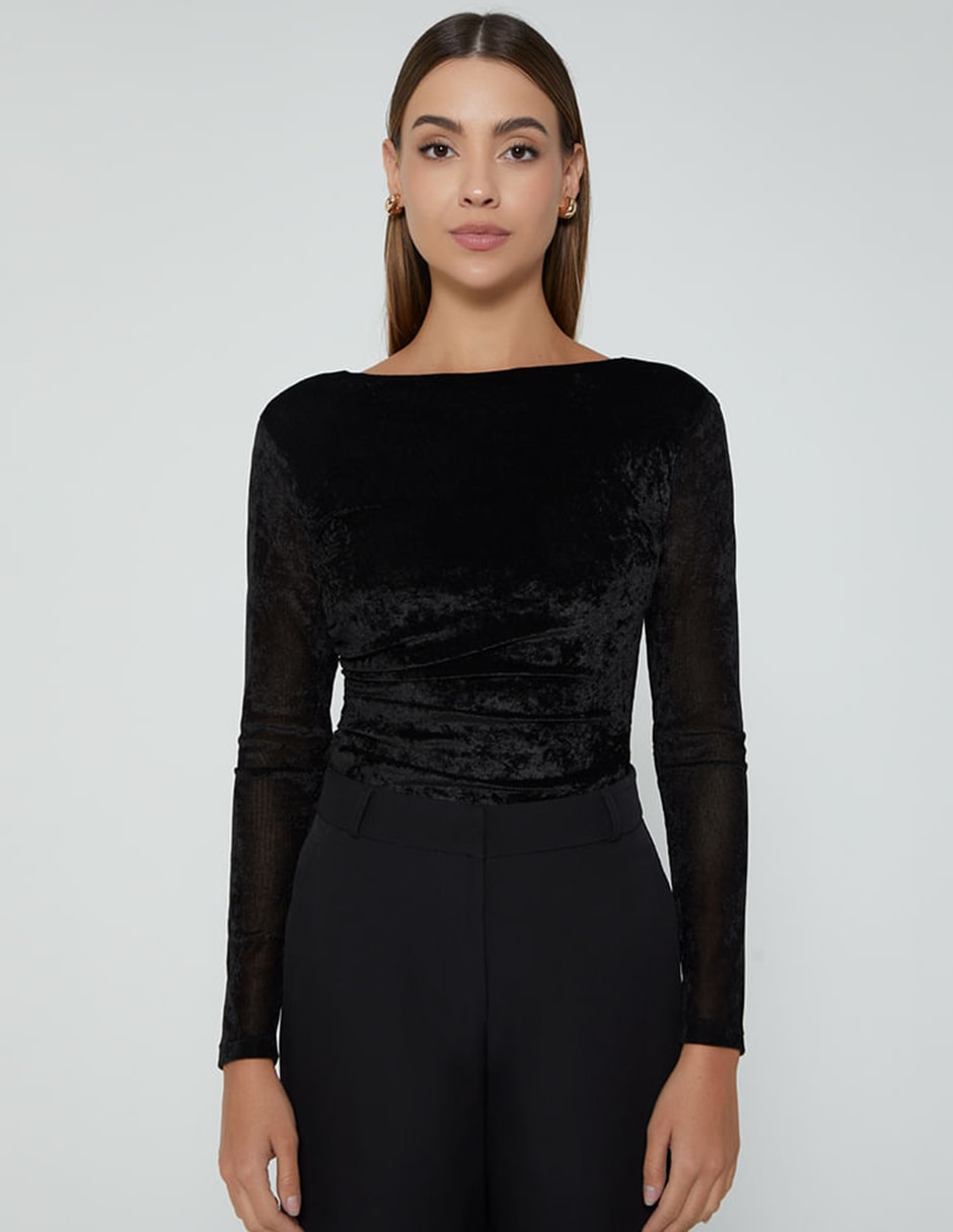 Body cuello ojal escote espalda abierta para mujer