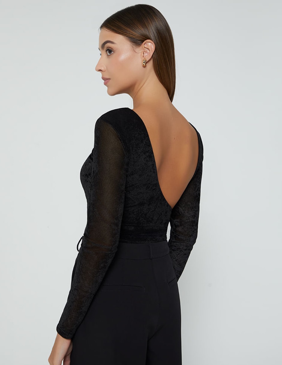 Body cuello ojal escote espalda abierta para mujer 3