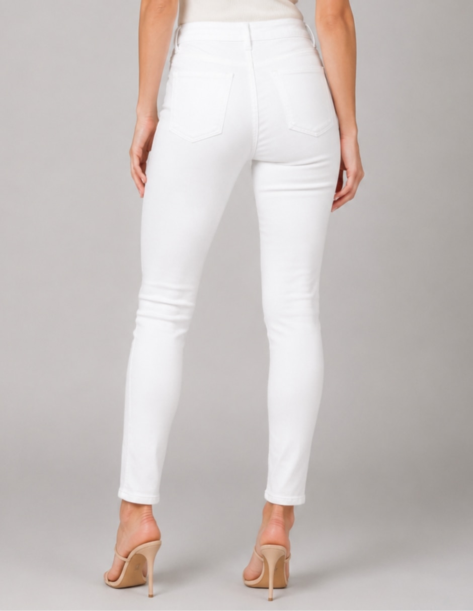 Jeans regular skinny cintura alta para mujer 4