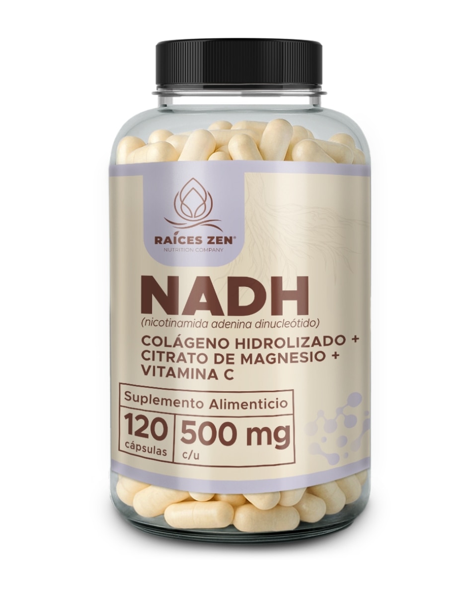 NADH con Cólageno Hidrolizado + Citrato de Magnesio + Vitamina C de 120 Cápsulas
