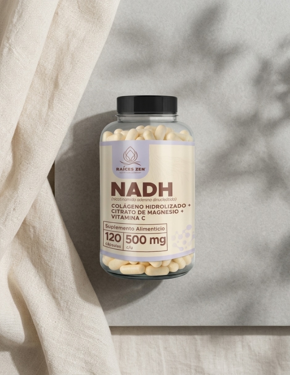 NADH Raíces Zen con Cólageno Hidrolizado + Citrato de Magnesio + Vitamina C de 120 Cápsulas