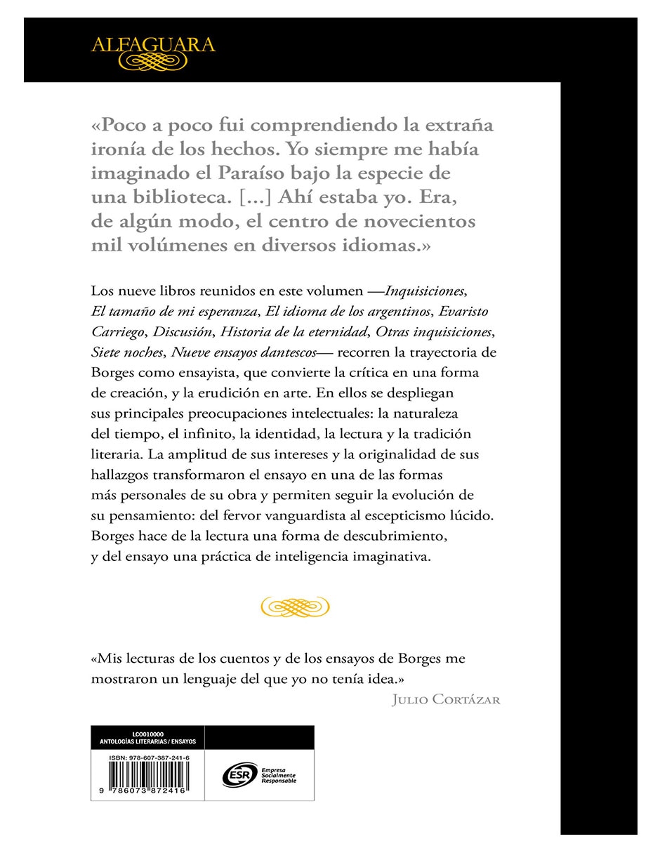 Libro ensayos completos jorge luis borges alfaguara obra completa de literatura hispánica y pe de Jorge Luis Borges