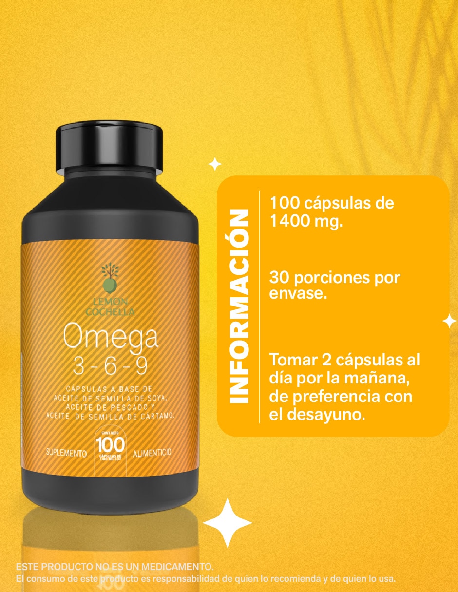 Suplementos alimenticios Omega 3 6 9 con 100 cápsulas Lemon Cochella