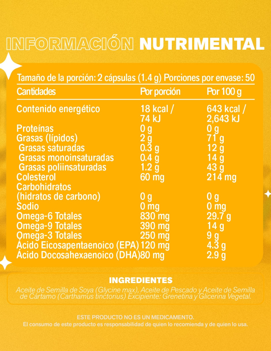 Suplementos alimenticios Omega 3 6 9 con 100 cápsulas Lemon Cochella
