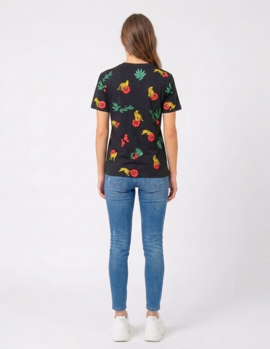 Playera manga corta chico malo cuello redondo para mujer