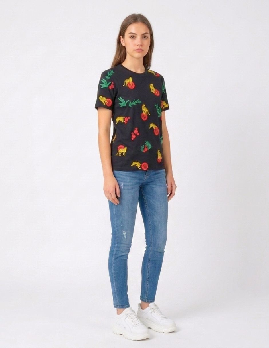 Playera manga corta chico malo cuello redondo para mujer
