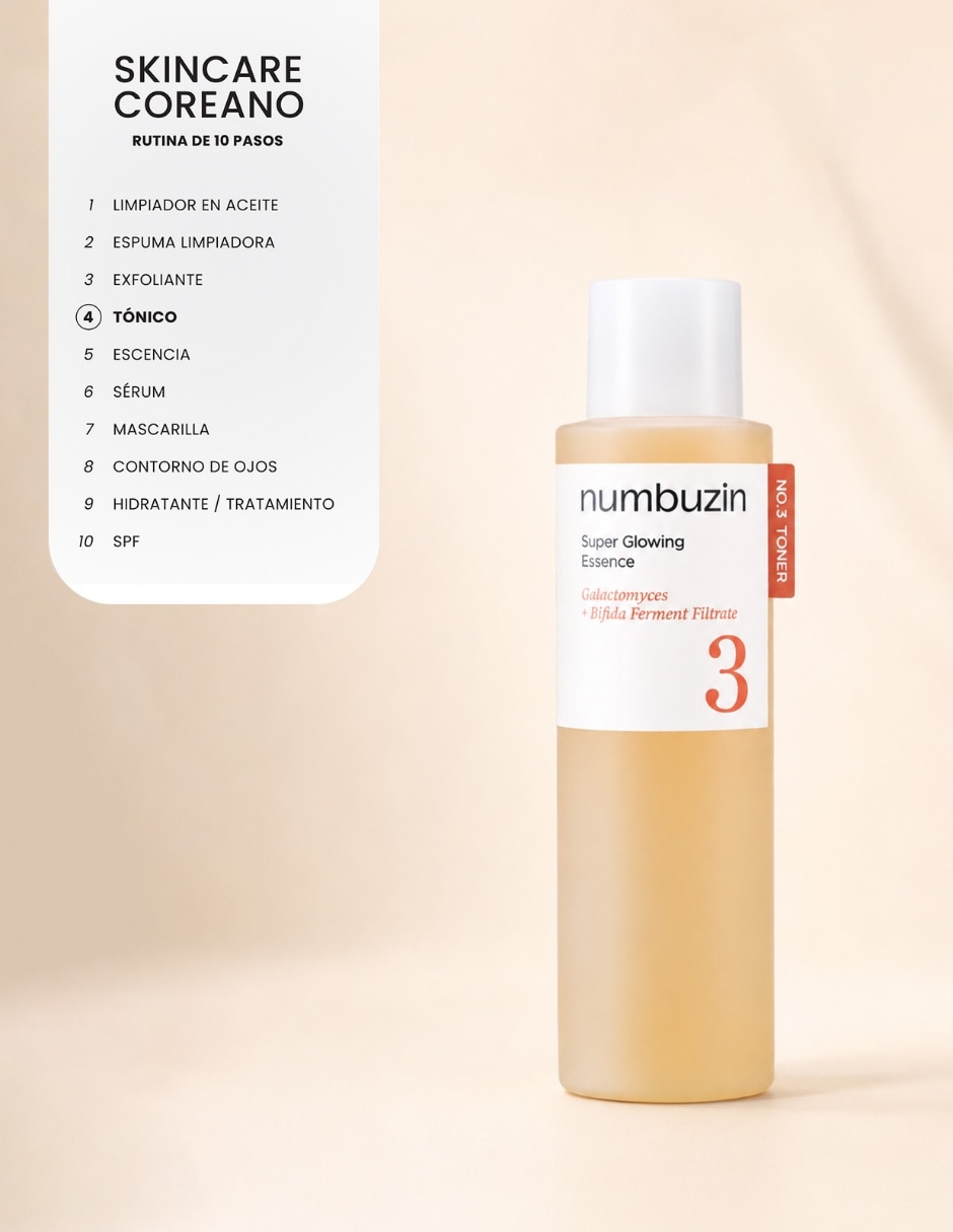 Tónico facial no.3 tónico facial iluminador super glowing 200ml Numbuzin