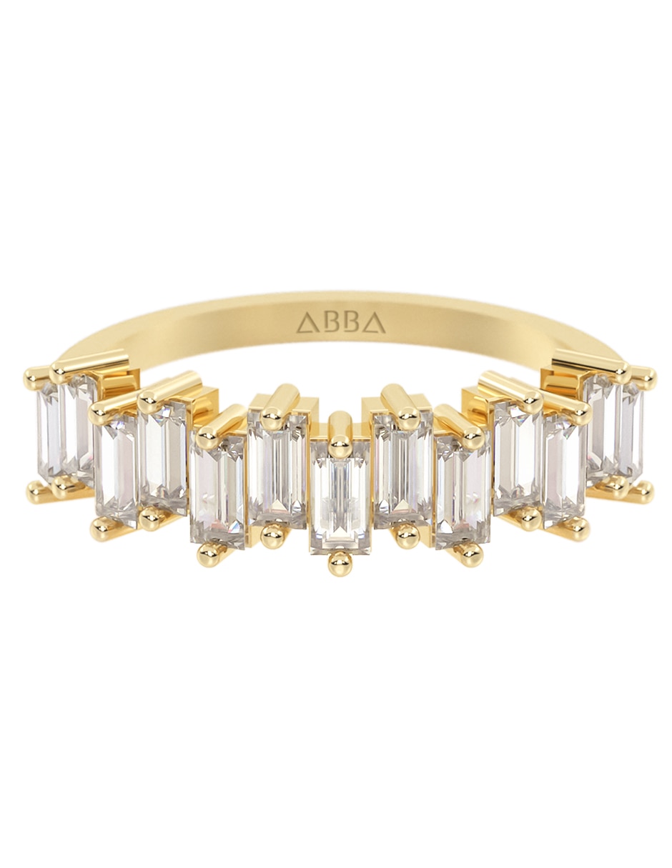 Anillo sin famillia 14 k de oro zirconia brillante