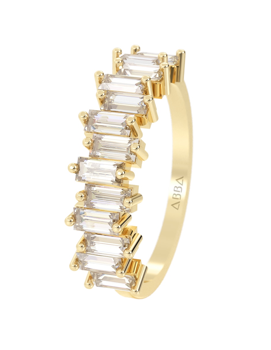 Anillo abba joyas 10 k de oro zirconia brillante