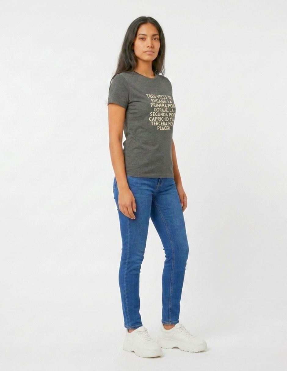 Playera manga corta chico malo cuello redondo para mujer