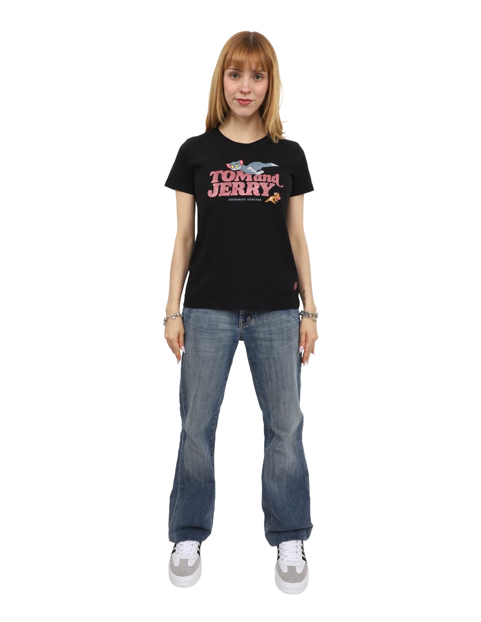 Playera manga corta tom & jerry cuello redondo para mujer Playera manga corta tom & jerry cuello redondo para mujer