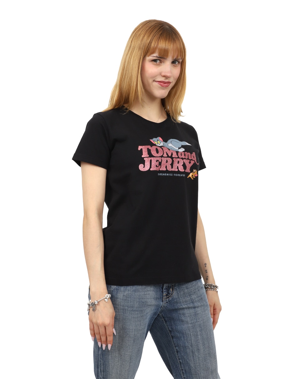 Playera manga corta k-swiss tom & jerry cuello redondo para mujer