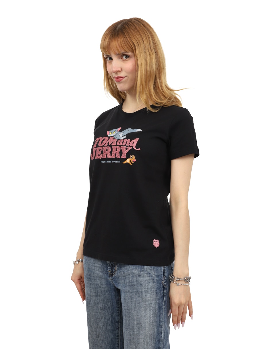 Playera manga corta k-swiss tom & jerry cuello redondo para mujer