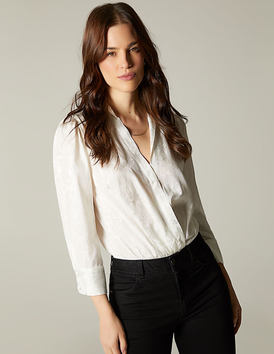 Body cuello camisero escote v para mujer