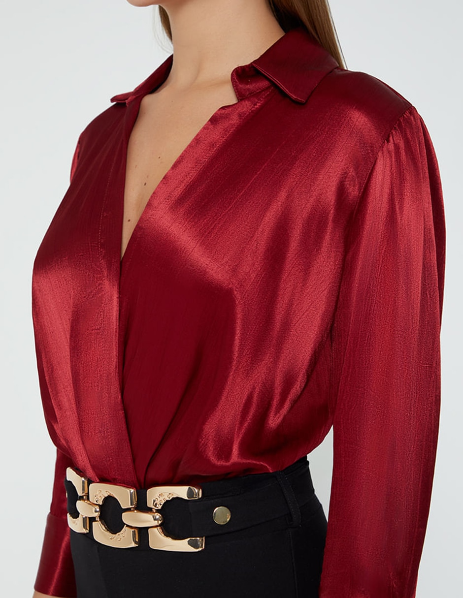 Body studio f cuello camisero escote v para mujer