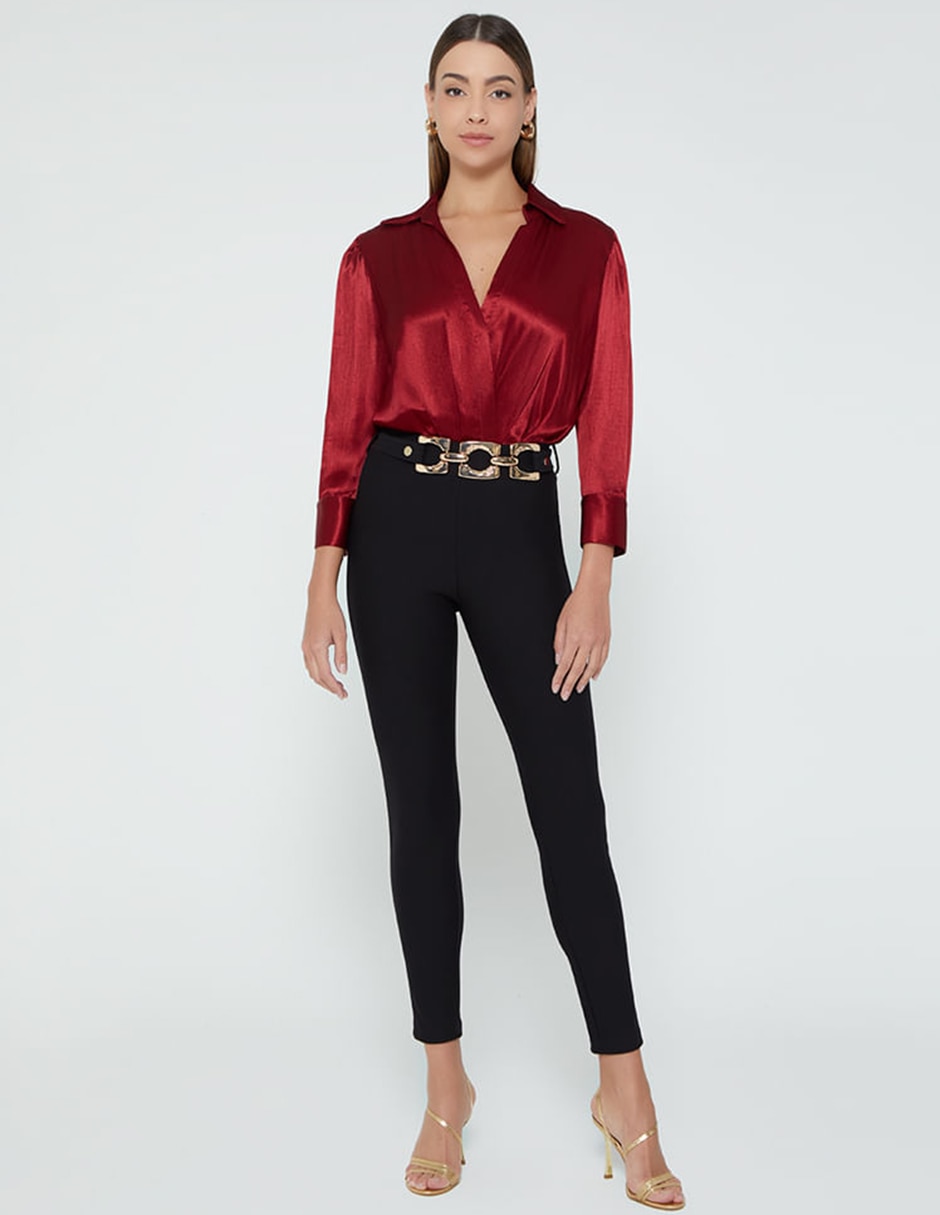 Body studio f cuello camisero escote v para mujer
