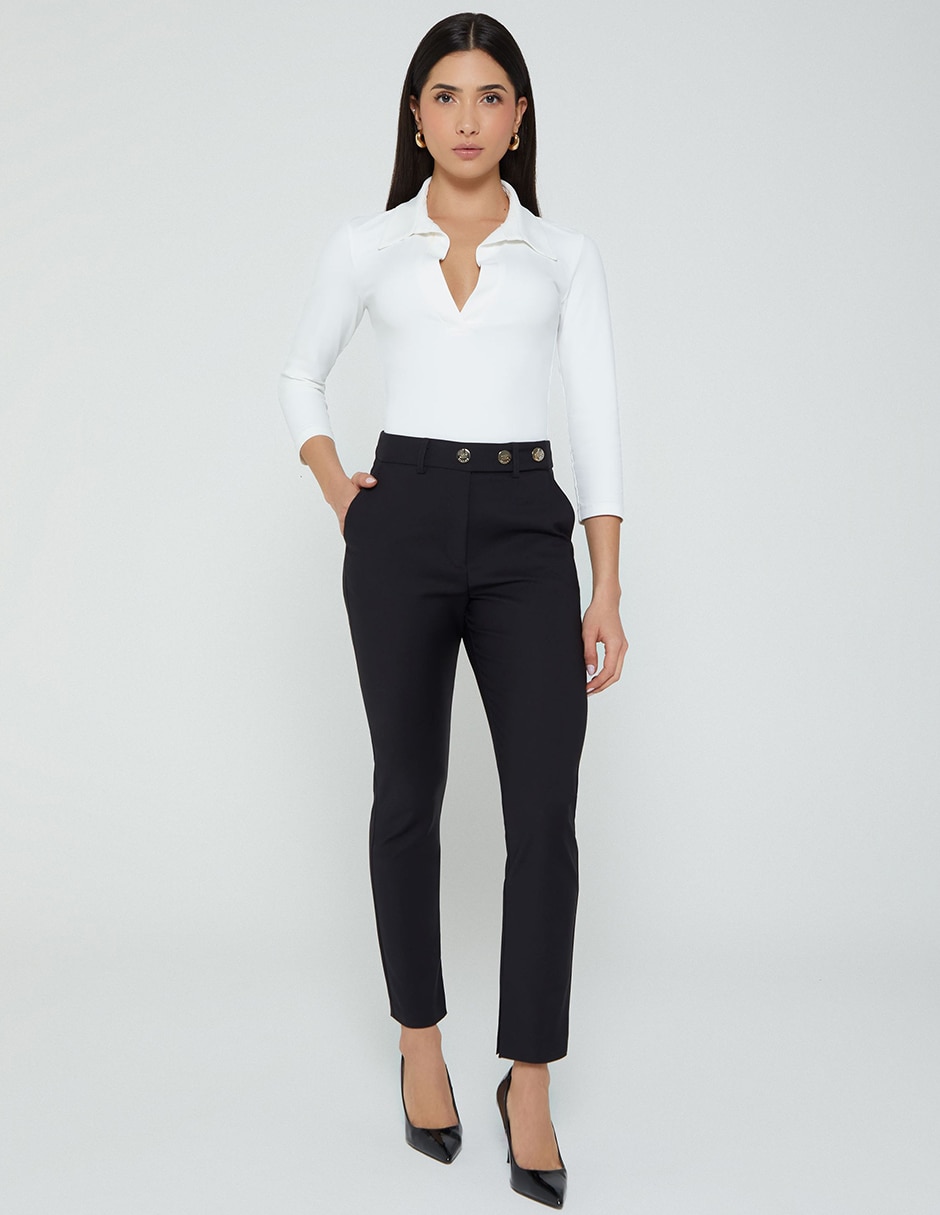 Body cuello camisero escote v para mujer 4