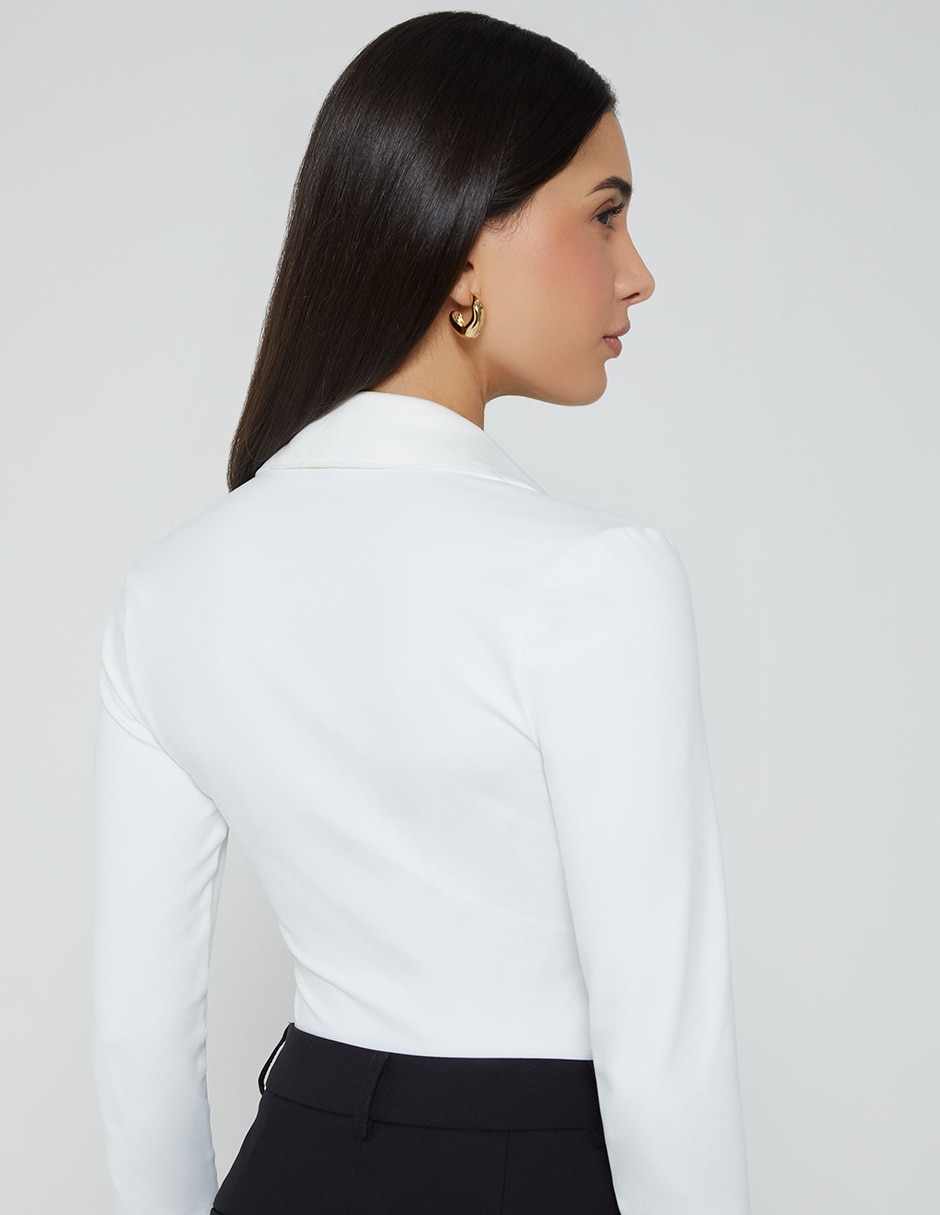 Body cuello camisero escote v para mujer 5