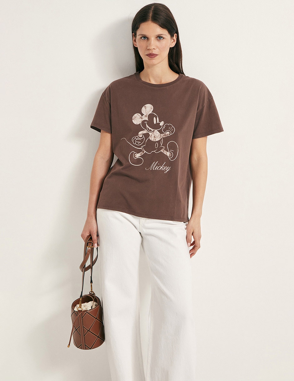 Playera manga corta mickey mouse cuello redondo para mujer Playera manga corta mickey mouse cuello redondo para mujer
