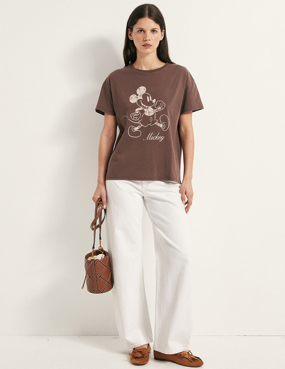 Playera manga corta mickey mouse cuello redondo para mujer 2