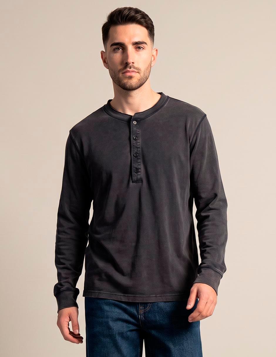 Playera manga larga cuello redondo