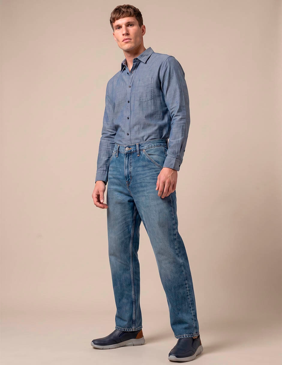 Jeans straight lavado stone wash para hombre