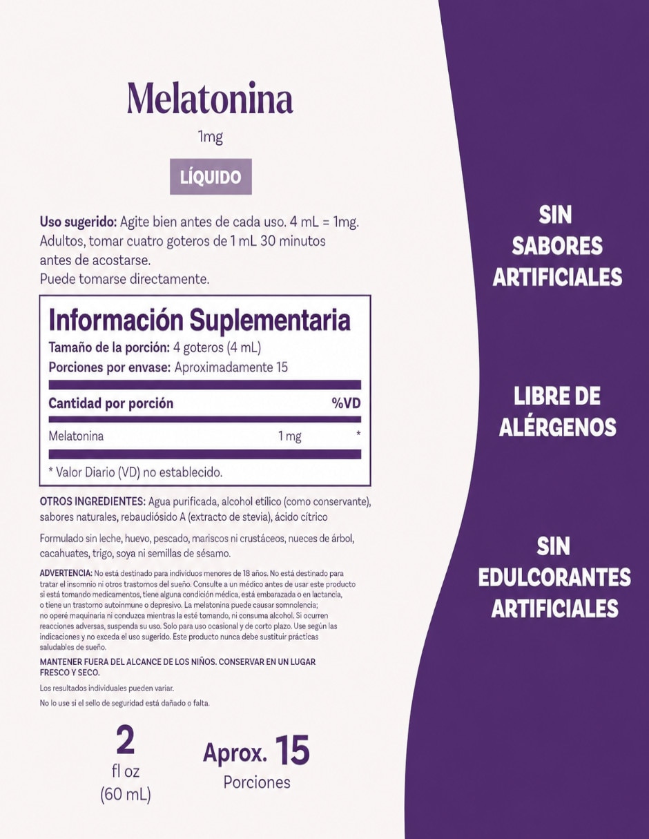 Natrol melatonina líquida de 1 mg sabor berry