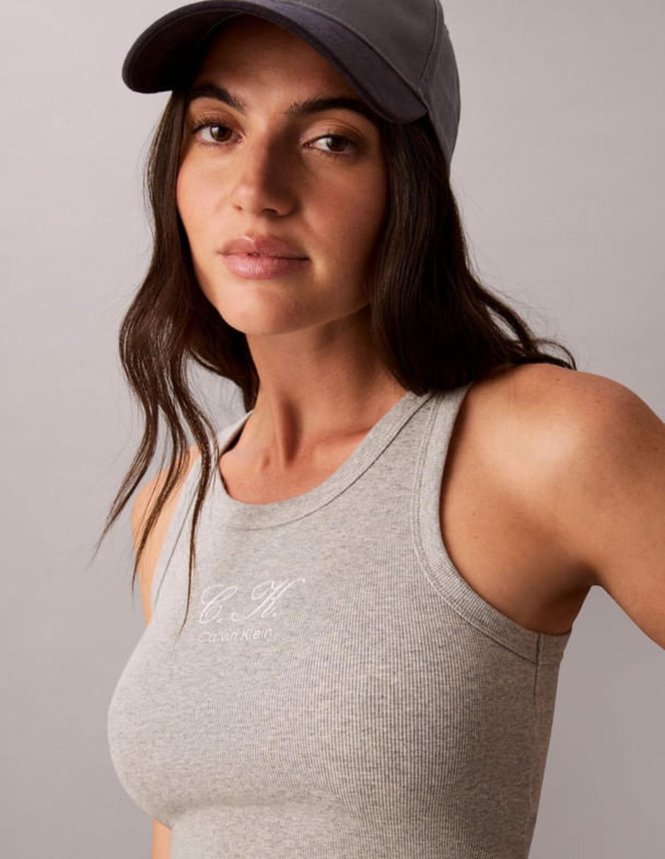 Playera tank sin manga ck cuello redondo para mujer