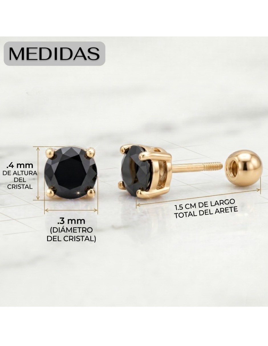 Broqueles CM-Top de oro laminado 14 K con acabado brillante zirconia cúbica