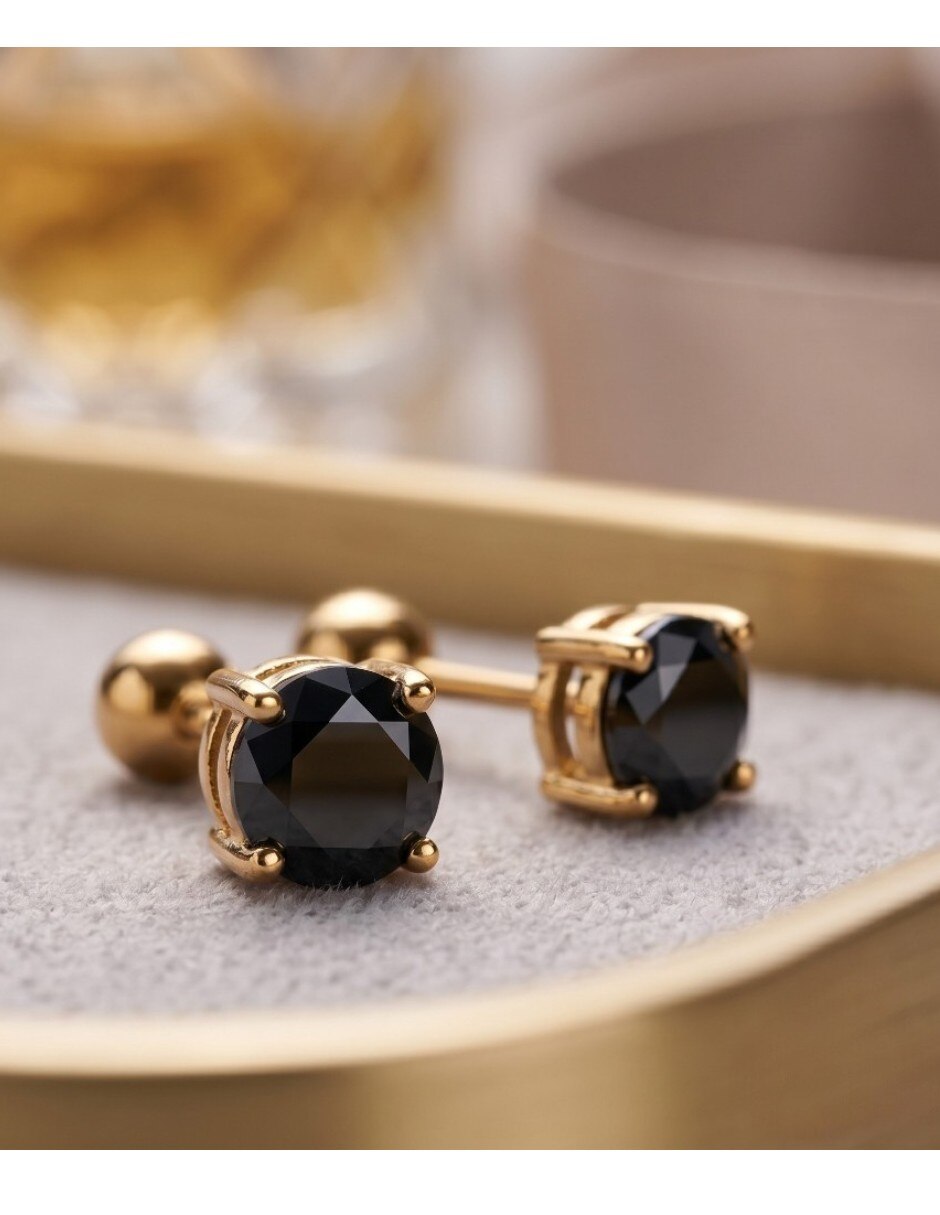 Broqueles CM-Top de oro laminado 14 K con acabado brillante zirconia cúbica