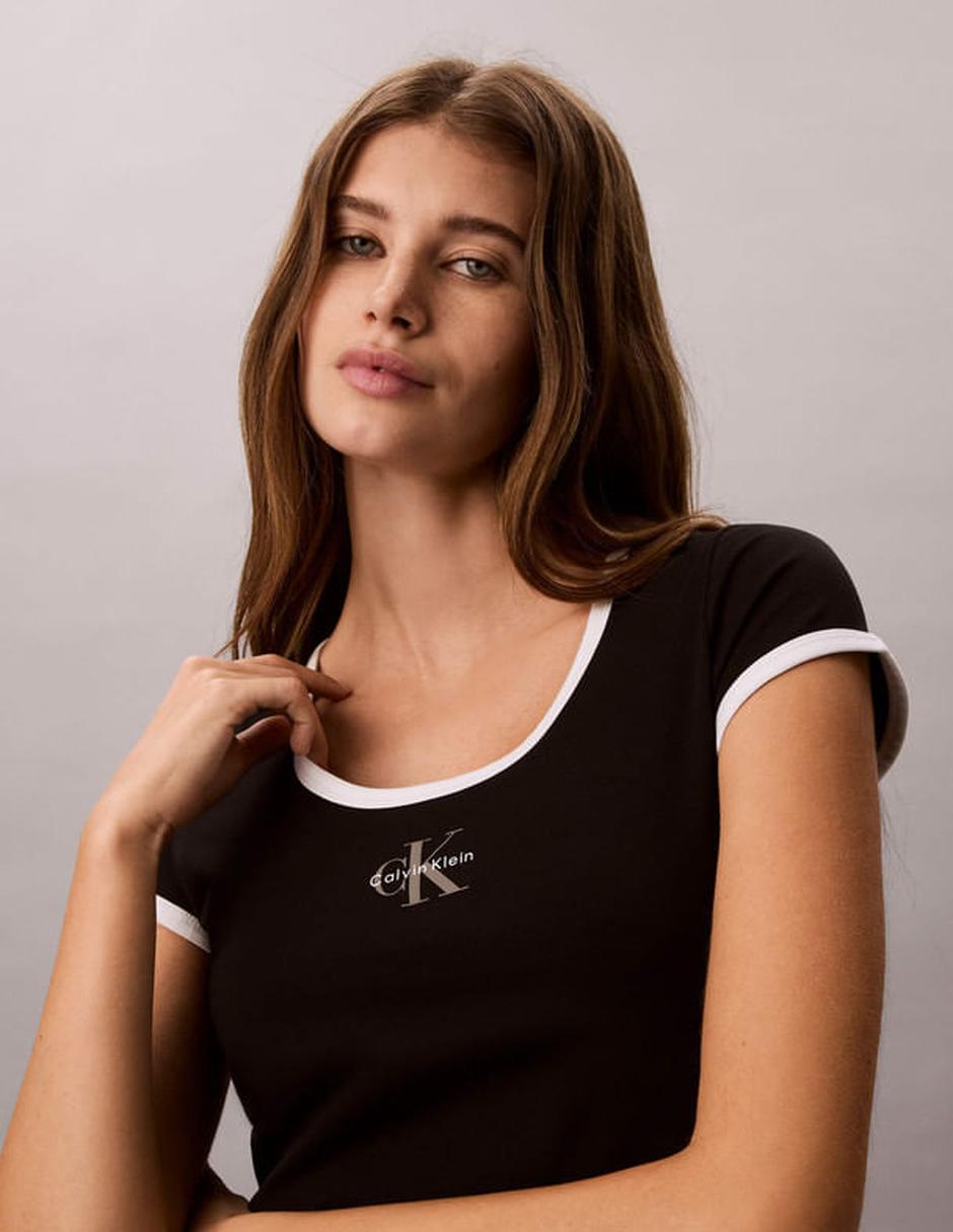 Playera manga corta ck cuello redondo para mujer