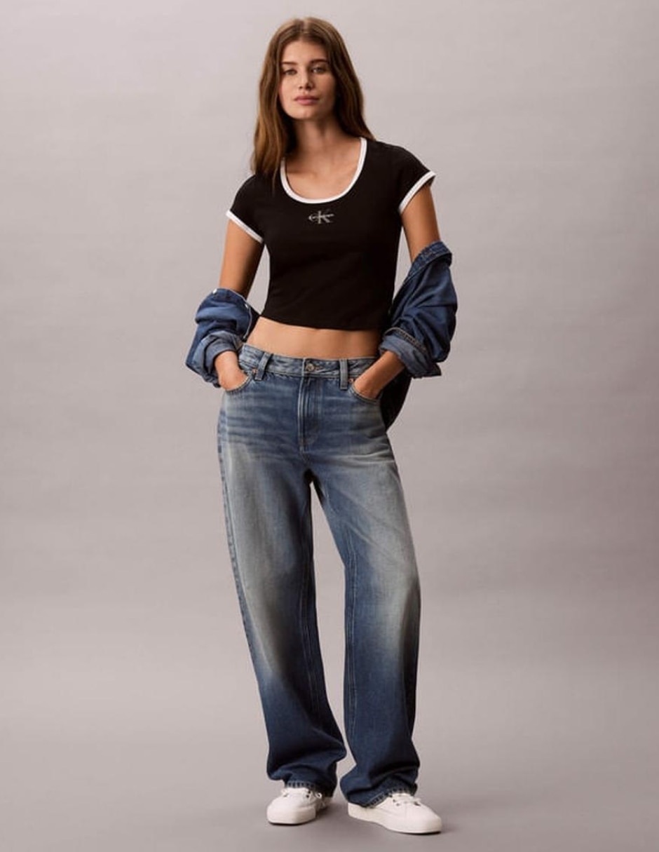 Playera manga corta ck cuello redondo para mujer