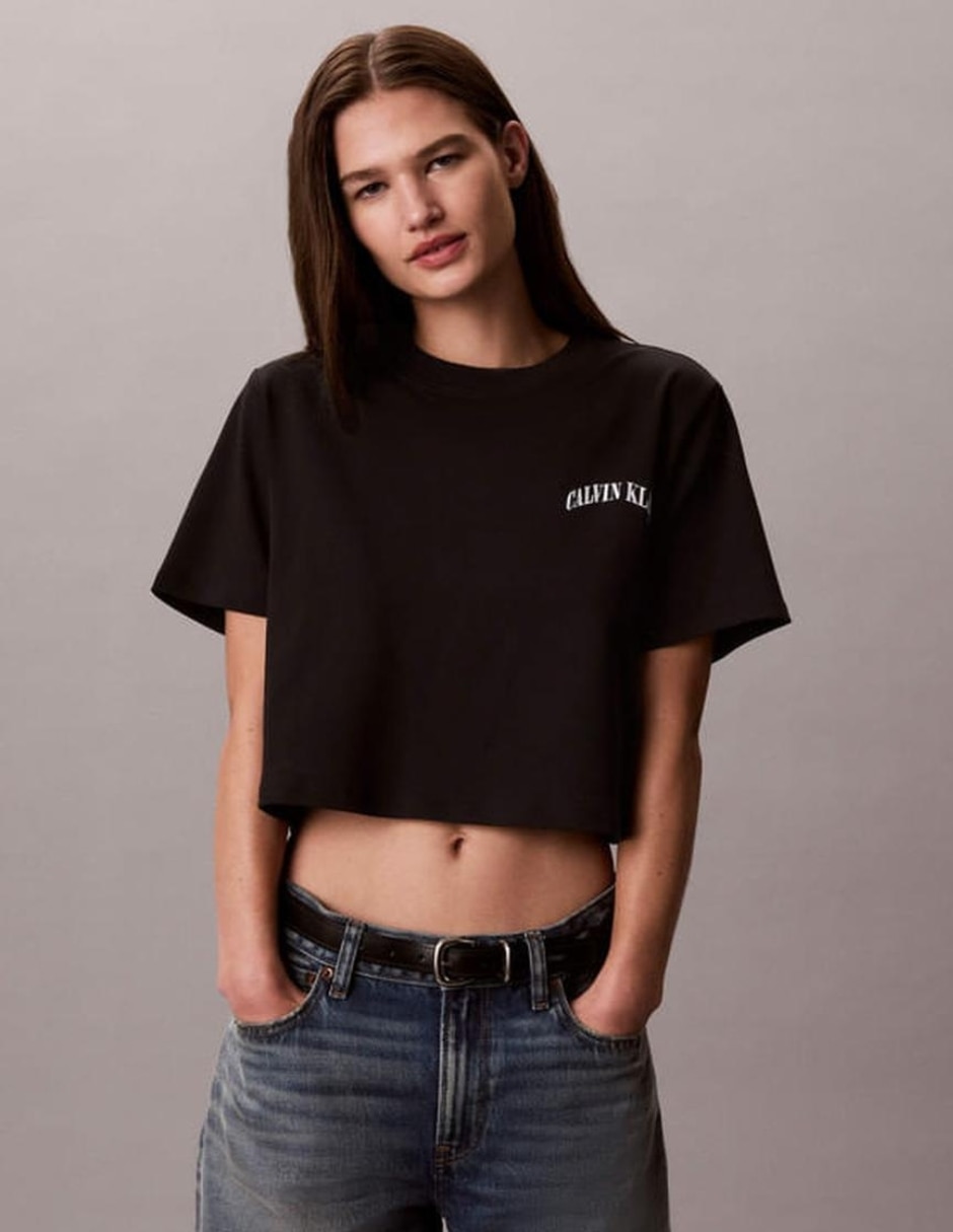 Playera manga corta ck cuello redondo para mujer