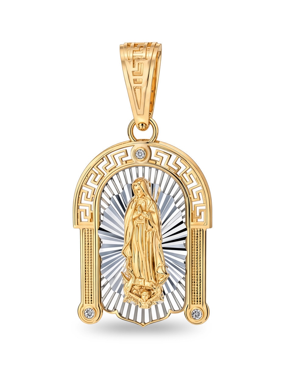 Medalla de Virgen Joyerias Bizzarro de oro amarillo 14 k zirconia