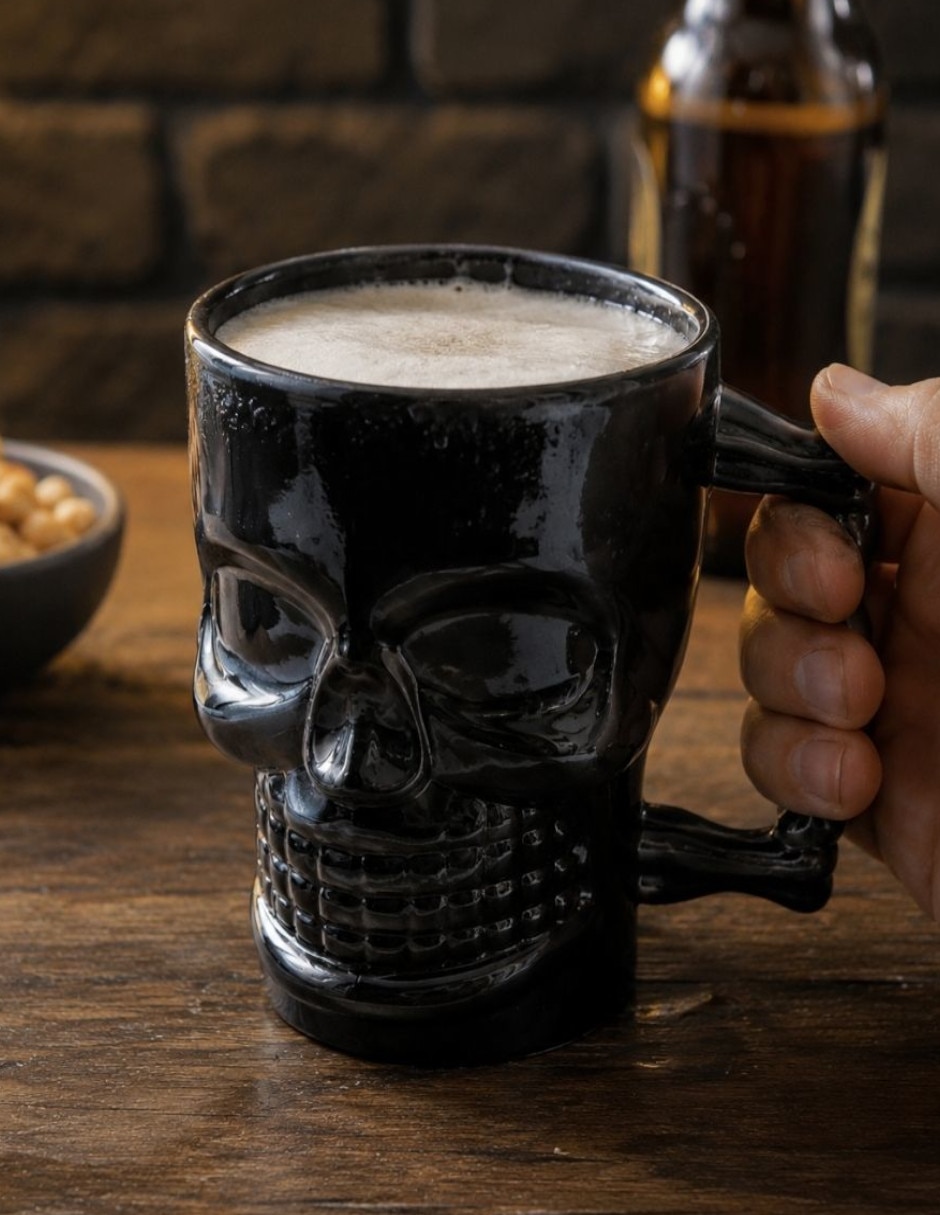 Vaso para cerveza Ideen Calavera de vidrio con 1 pieza