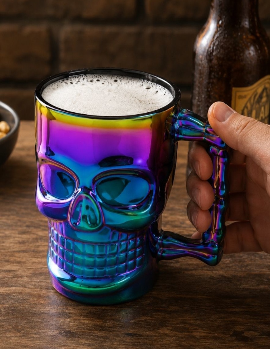 Vaso para cerveza Ideen Calavera de vidrio con 1 pieza