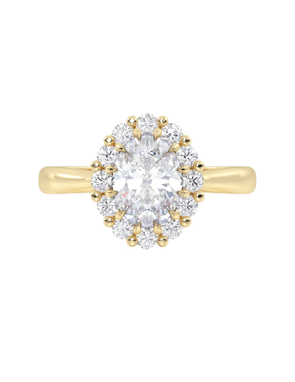 Anillo de compromiso de oro 14 k zirconia